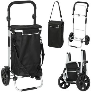 HOMCOM Cărucior de cumpărături pliabil 40 L caddie portabil pe roți cu mâner telescopic, 45, 5x35, 5x97cm, negru | Aosom Romania imagine