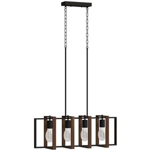 HOMCOM Candelabru Suspendat Rustic cu 4 Cadre Rotative și Lanț Regulabil, 80x21x90-130 cm, Negru și Nuc | Aosom Romania imagine