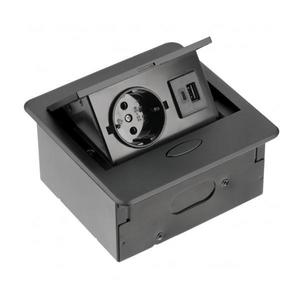 Priza incorporabila in blat Avaro, cu o priza Schuko si port incarcare USB A+C, finisaj negru imagine