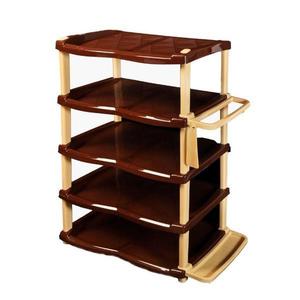 Raft/ suport pentru pantofi cu 5 etaje, maro/bej- Maxdeco imagine