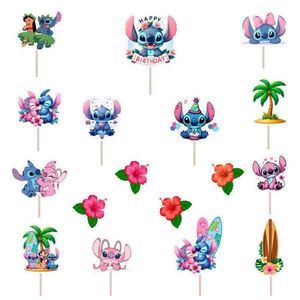 Set figurine tort/brioșe Lilo & Stitch, tematică roz, Bita Decorations, Photo Paper Glossy imagine