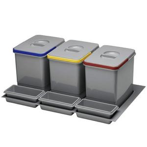 Cos de gunoi Praktico Orion incorporabil in sertar, colectare selectiva cu 3 recipiente, pentru corp de 800 mm latime, H: 300 mm imagine