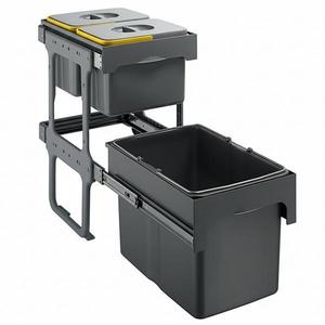 Cos de gunoi Tandem Short incorporabil, colectare selectiva, cu 1 compartiment x 34 litri si 2 compartimente x 12 litri imagine