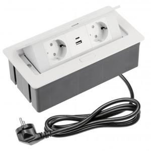 Priza incorporabila in blat Soft, cu 2 prize Schuko si 2 porturi incarcare USB tip A+C, finisaj alb imagine