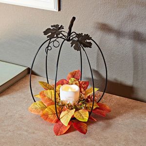 Decorațiune metalică cu dovleac LED imagine