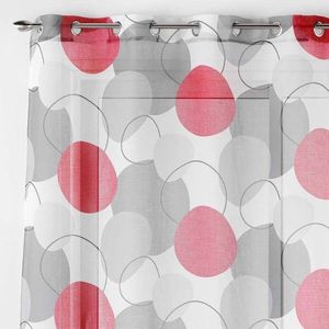 Perdea voal cu imprimeu de cercuri roșii, capete cu ochiuri imagine