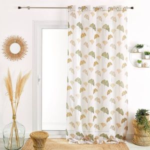 Perdea voal cu imprimeu de frunze de ginkgo imagine