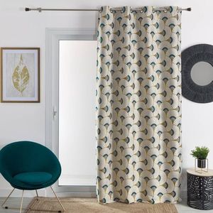 Perdea jacquard cu imprimeu cu pene de păun imagine