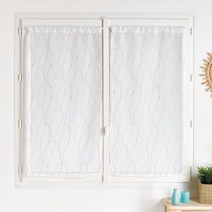 1 pereche de perdele drepte cu broderie în valuri imagine