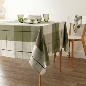 Față de masă în carouri din bumbac/in cu fire vopsite imagine