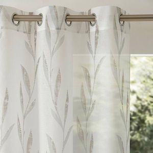 Perdea din voal cu imprimeu floral și garnitură cu ochiuri imagine