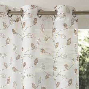 Perdea voal cu motiv de frunze și garnitură cu ochiuri imagine
