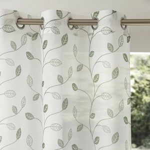 Perdea voal cu motiv de frunze și garnitură cu ochiuri imagine