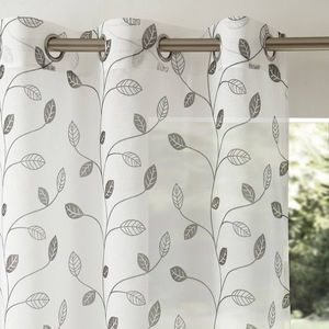 Perdea voal cu motiv de frunze și garnitură cu ochiuri imagine