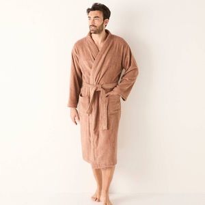 Robă netedă din țesătură buclée Colombine, cu guler chimono imagine