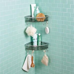 Etajeră de colț pentru duș cu 4 cârlige imagine