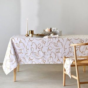 Față de masă cu imprimeu spiralat auriu imagine