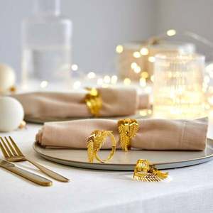 Set de 4 inele de șervețel cu motiv de frunze imagine