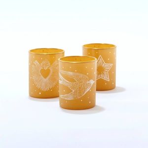 Set de 3 suporturi de lumânări tip pastilă din sticlă imagine