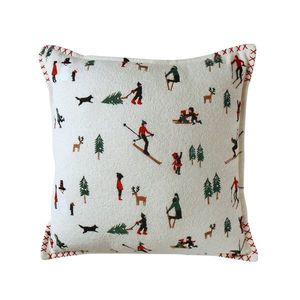 Pernă cu broderie schior imagine