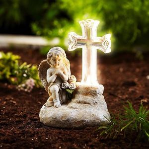 Înger cu cruce solară LED imagine