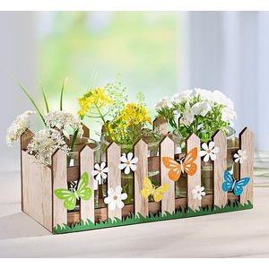 Decorațiune din lemn Grădină cu 3 vaze imagine