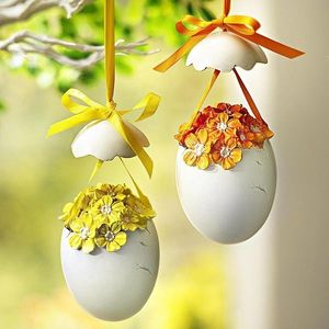 Decorațiune suspendată Ou floral, set 2 bucăți imagine