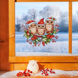Tablou pentru fereastră Bufnițe de Crăciun imagine