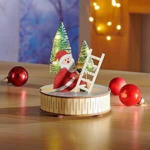 Decorațiune din lemn cu LED Moș Crăciun imagine