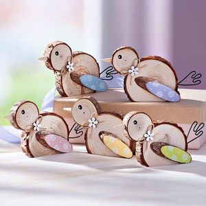 Decorațiune din lemn Păsărică, set de 5 bucăți imagine