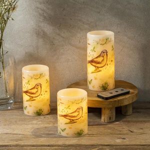 Lumânări LED cu imprimeu de păsărică, set de 3 bucăți imagine