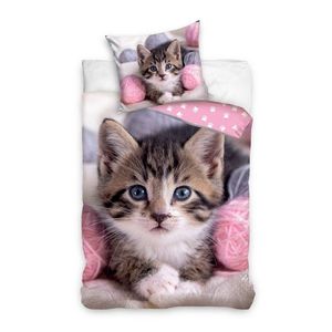 Lenjerie de pat Pisicuță cu ghemuri imagine
