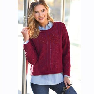 Pulover ajurat cu tiv rulat imagine