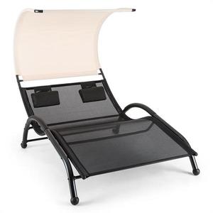 Blumfeldt Dandyland, șezlong dublu, 130 x 200 cm, cu baldachin de soare, bej imagine