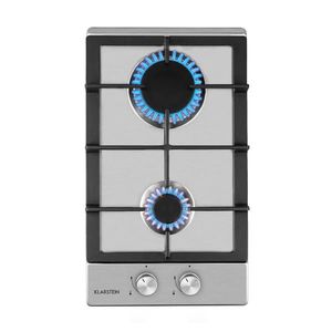 Klarstein Ignito Domino, plită pe gaz, 2 arzătoare Sabaf, oțel inoxidabil, argintiu imagine