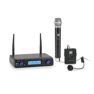 Auna Pro UHF200C-HB, set de microfoane fără fir UHF cu 2 canale, receptor, microfon portabil, emițător imagine