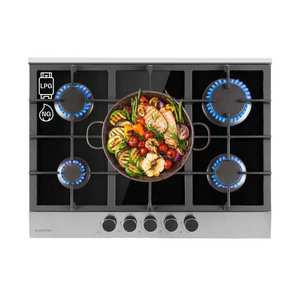 Klarstein Alchemist, plită pe gaz cu 5 zone, arzătoare din aluminiu, sticlă-ceramică, negru imagine