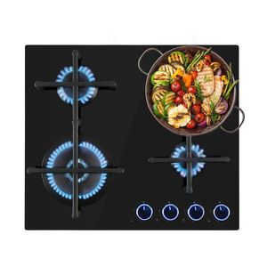 Klarstein Illuminosa 4, plită pe gaz, 4 arzătoare Sabaf, sticlă ceramică, neagră imagine