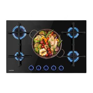 Klarstein Illuminosa 5, plită pe gaz, 5 arzătoare Sabaf, sticlă ceramică, neagră imagine