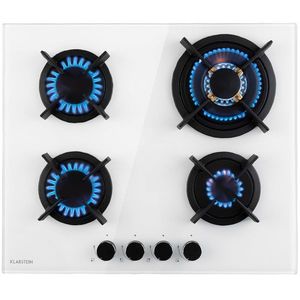 Klarstein Goldflame 4, plită pe gaz, 4 arzătoare, arzătoare din alamă, sticlă ceramică imagine