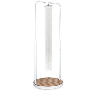 Blumfeldt Sumatra Falls Round Duș de grădină, WPC, aluminiu, Ø 80 cm, rotund imagine