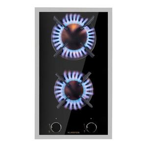 Klarstein Goldflame 2, plită pe gaz, 2 arzătoare, arzătoare Messing, sticlă ceramică imagine