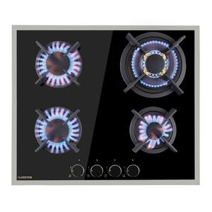 Klarstein Goldflame 4 Prime, plită pe gaz, 4 arzătoare, arzătoare Messing, sticlă ceramică imagine