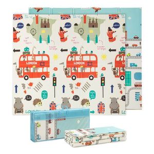 Babify Covoraș de joacă pentru copii, 1 cm grosime, pliabil, antiderapant, foarte mare, față-verso, impermeabil, portabil, față-verso, pentru copii mici și sugari (180 x 200 x 1 cm), multicolor imagine