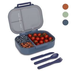 Klarstein Bunko, cutie pentru gustări, 3 compartimente, tacâmuri din 3 piese Dimensiuni: aproximativ 21 x 14, 5 x 5, 5 cm (L x H x A) imagine