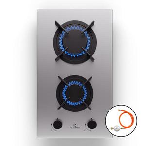 Klarstein Goldflame, plită cu gaz, 2 arzătoare din alamă, oțel inoxidabil imagine