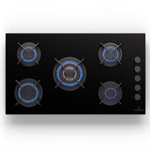Klarstein Goldflame 5, plită cu gaz, autonomă, 5 arzătoare, control lateral, gaz/propano, ceramică, negru imagine