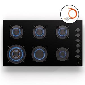 Klarstein Goldflame 6, plită pe gaz, autonomă, 6 arzătoare, control lateral, gaz/propan, sticlă ceramică, negru imagine