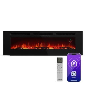 Klarstein Șemineu electric inteligent Galeras Smart, 2 setări de temperatură, 16 - 30°| Iluzia flăcării LED, Opțiune de conectare IOT imagine