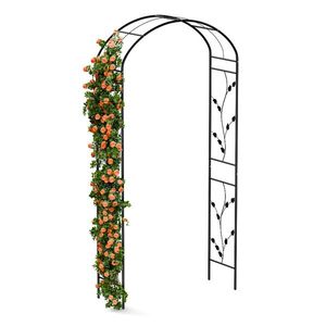 Blumfeldt FloraBelle Arch, Arcadă roz, modele decorative cu frunze, rezistent la intemperii, suport pentru plante cățărătoare. imagine